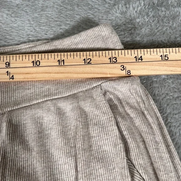 Fighting Eel FE BASICS Wide Leg Palazzo Pants Women's Small Beige Ribbed Lounge - Picture 5 of 9